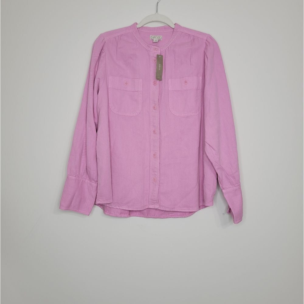 J Crew Point Sur Puff Sleeve Button Front Top - Picture 4 of 11